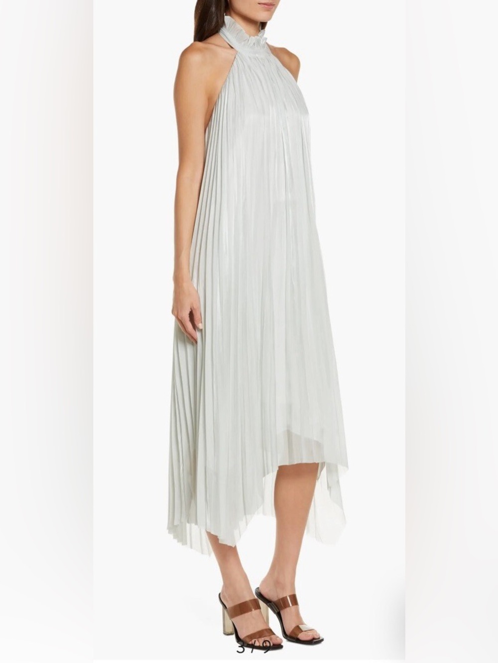 ALLSAINTS Light Mint Green Alaya Pleated Chiffon Halter Dress size 2